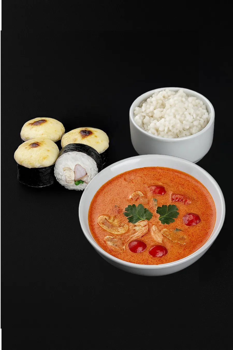 Суп Том Ям с курицей и ролл Запеченная сырная курочка 4 кусочка